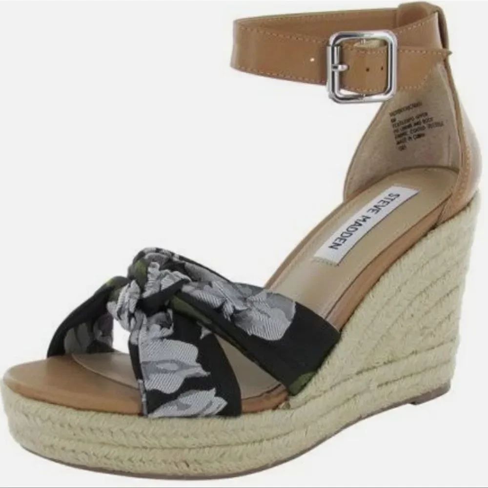 STEVE MADDEN WOMEN"S VICTORY PLASFORM ESPADRILLE WEDGE SANDAL